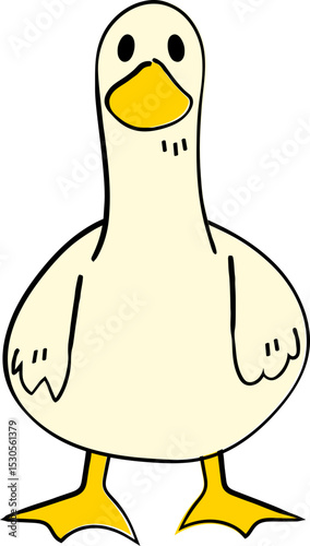 Hand Drawn Cartoon Goose Duck Bird Character Illustration