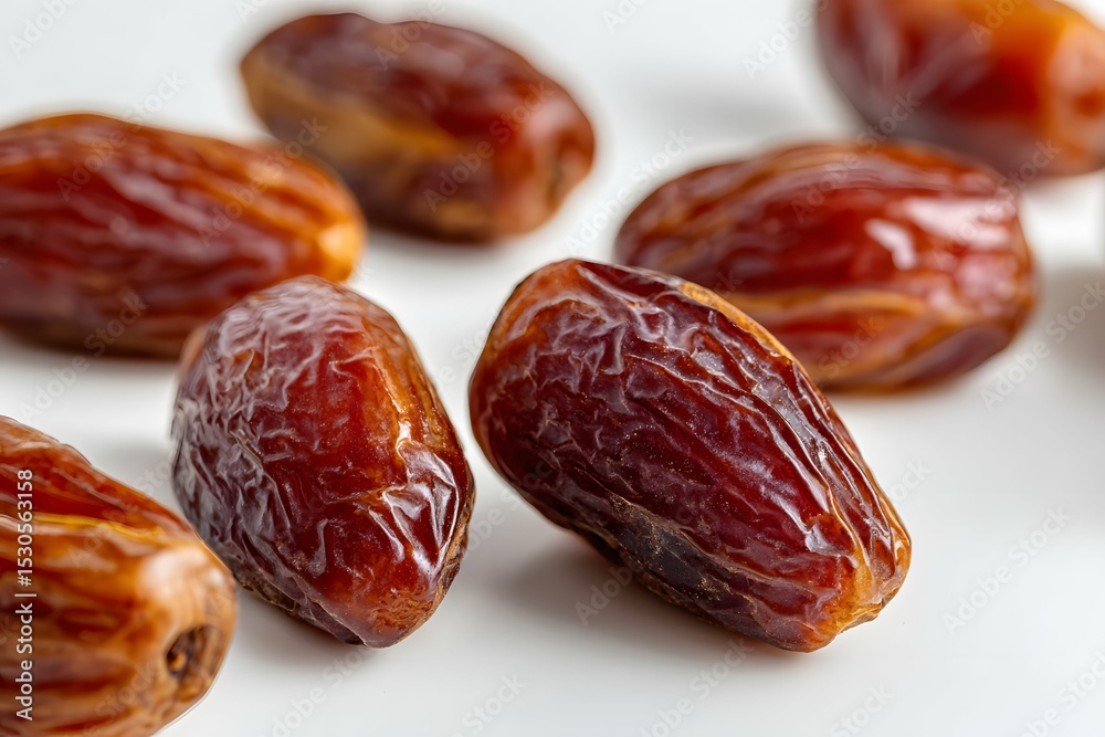 Sweet, ripe dates on a white background, perfect for snacks or Middle Eastern dishes. Sweet, ripe dates on a white background, perfect for snacks or Middle Eastern dishes.