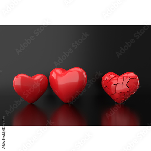 Red heart symbol on black background for Valentine's Day romance and love celebration design