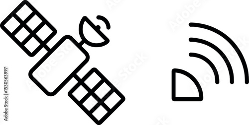 Satellite and antenna icons representing communication and technology