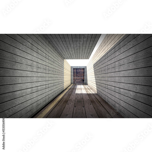 Modern architectural interior design featuring an empty, bright hall with a window, creating an open and spacious atmosphere within the building