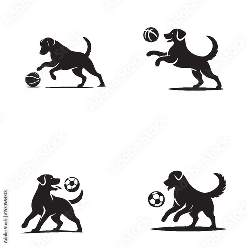 Playful Dog Playing with Ball Silhouette – Energy, Fun & Pet Joy