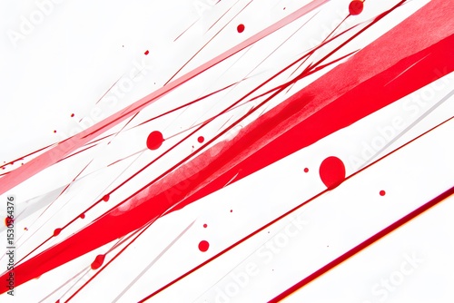 Dynamic red splashes on white background abstract art creative composition studio environment close-up view modern design
