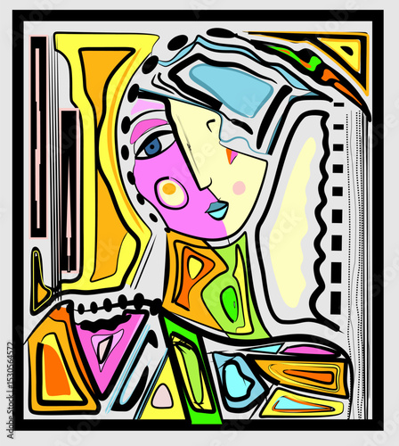 Colorful background, cubism art style,abstract portrait