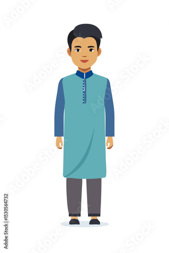 Man in traditional Indian kurta standing front view