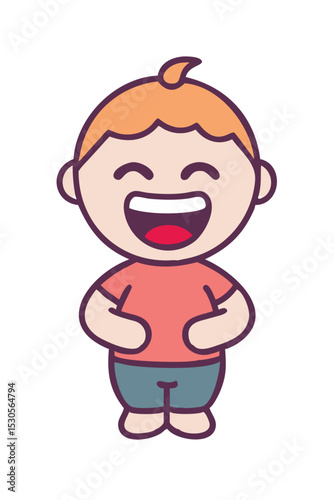 Laughing boy cartoon front view