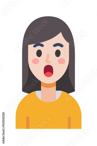 Surprised woman with open mouth cartoon vector