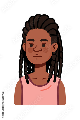 Young woman with dreadlocks in pink tank top
