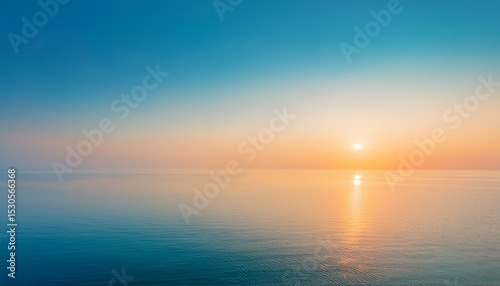 夕日が優しい夏の海を静かに仕上げたシンプルなグラデーション背景画像、デスクトップ画面、壁紙 Generated by AI