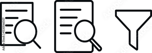 Magnifying glass and funnel icons for document search and filtering