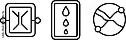 Minimalist circuit, flow, and network symbols in black and white