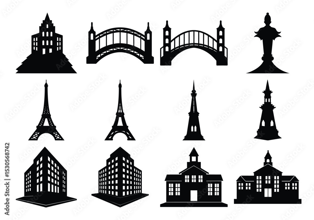 Naklejka premium vector illustration silhouette of a city