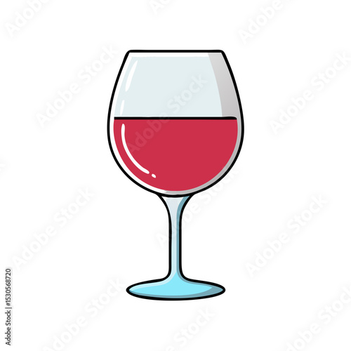 Wine glass filled with red wine 