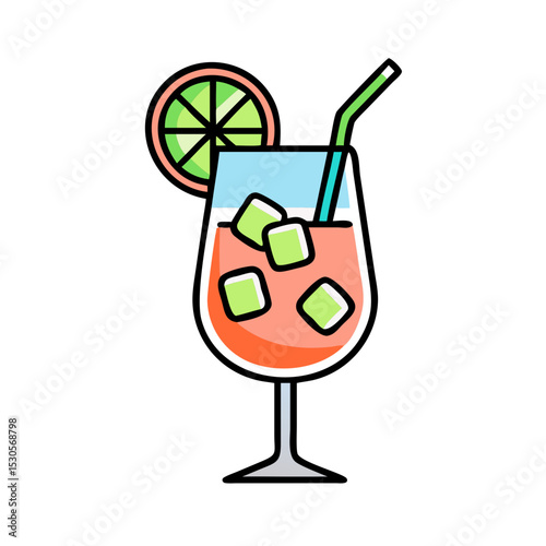 Fruity cocktail with a lime and ice 