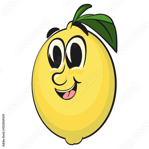 cute lemon mascot cartoon, fun citrus character vector for summer, work of hand drawn