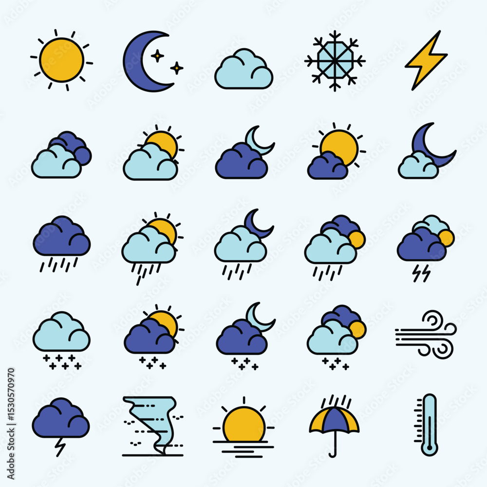Obraz premium WEATHER COLORED ICONS SET