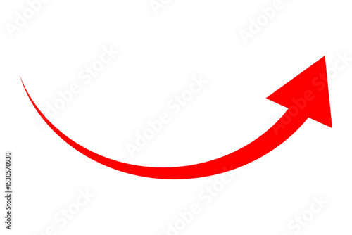 Red arrow icon on white background, in circular shape

