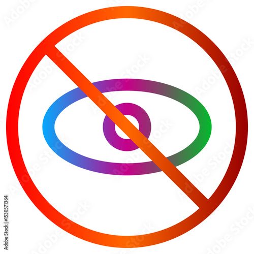 No seeing concept colorful prohibition sign with eye symbol inside circle