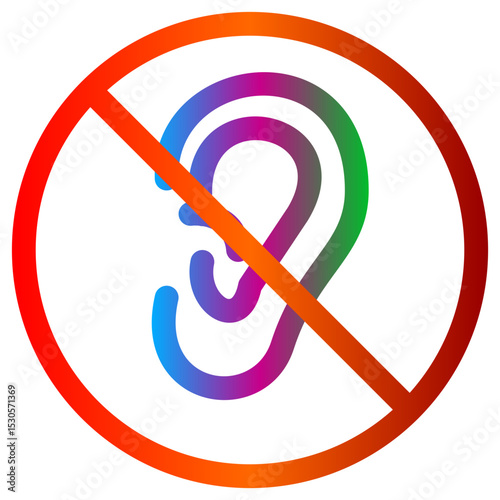 No Listening Symbol Colorful Gradient Ear with Prohibition Sign