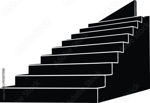  architectural stairs in silhouette black vector