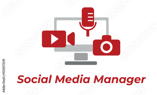 Social media manager working with different multimedia