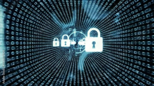 Global digital network security is illustrated by glowing blue binary code flowing around a 3D Earth map, representing technology and data communication
