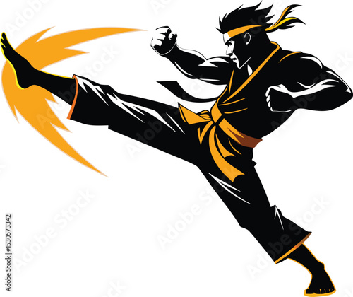 Karate Fighter Kicking