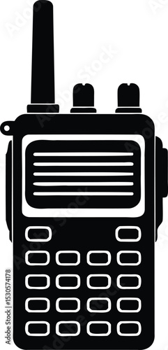 Two-Way Radio Icon – Silhouette Vector of Walkie Talkie Device for Security, Patrol, Rescue Teams, Outdoor Communication, and Portable Voice Systems