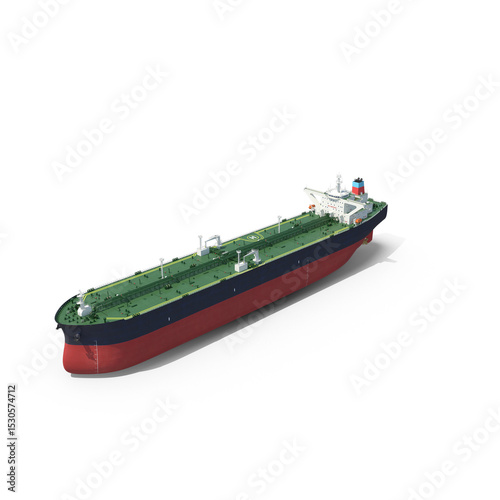 Large oil tanker cargo ship isolated on transparent background