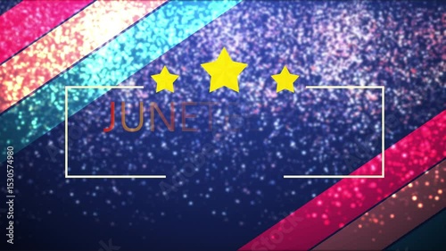 Celebrating US Black Rights federal Freedom Day JUNETEENTH 4K bg. Emancipation Day particles falling gold typography fairy dust. Anti-slave movement part, elegant social media post, story ad clip UHD.