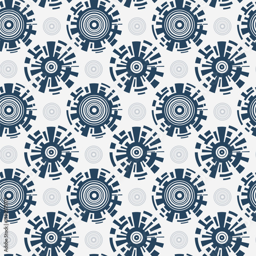 Seamless pattern with patterned circles on a light background.