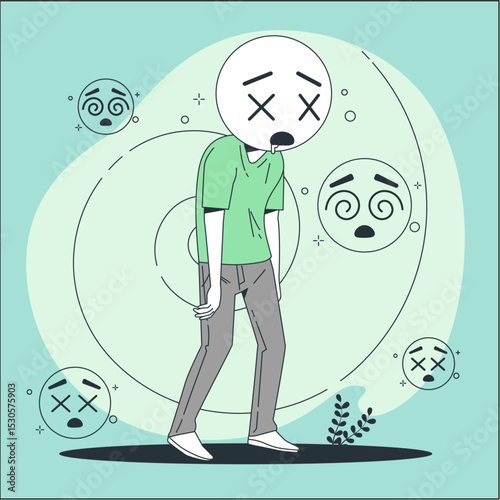dizzy face concept illustration