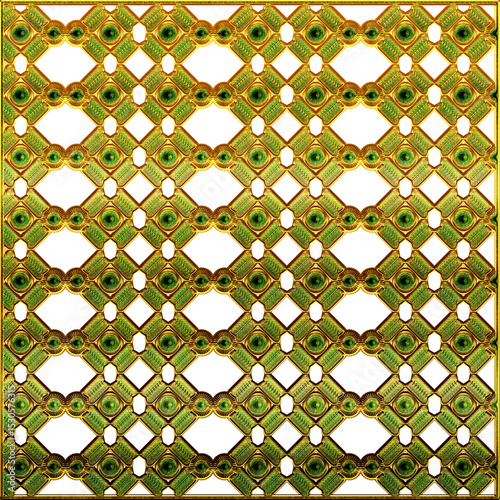 seamless geometric pattern 3d green gold