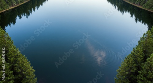 Serene Lake Reflecting Pine Trees