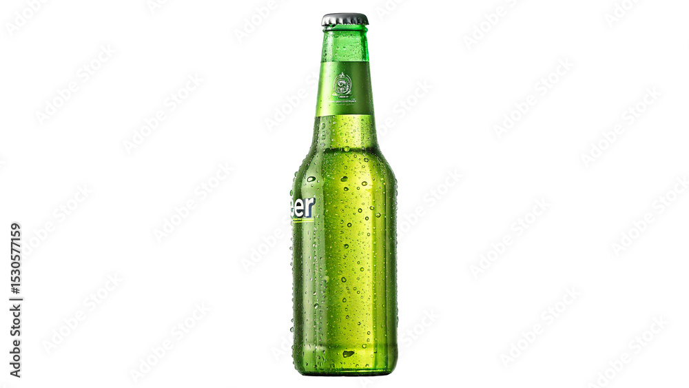 Stock photo of a green beer bottle with condensation for commercial use and advertising purposes Stock photo of a green beer bottle with condensation for commercial use and advertising purposes
