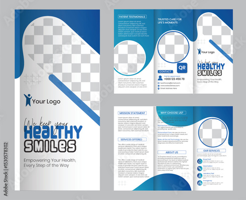 Creative, Modern Trifold Medical Brochure design Template. For print.	