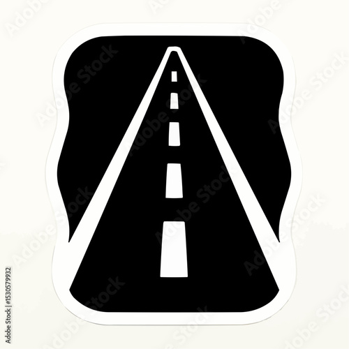 Vector illustration of a caution symbol: an exclamation mark on a road, wall, or blackboard