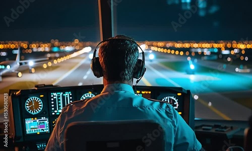 Night Flight Pilot's Perspective from the Cockpit