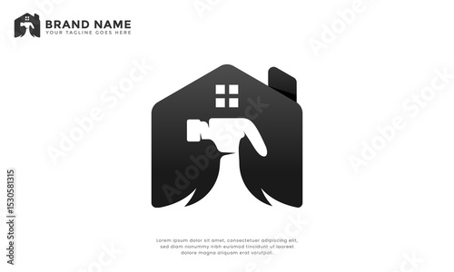 Hammer House Logo. Construction and Renovation Icon
