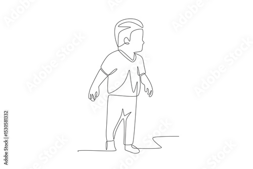 Child first step concept one-line drawing