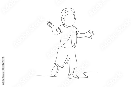 Child first step concept one-line drawing