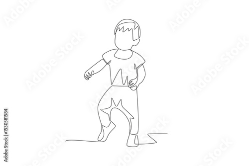 Child first step concept one-line drawing