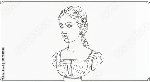 Elongated Neck Renaissance Female Bust Drawing