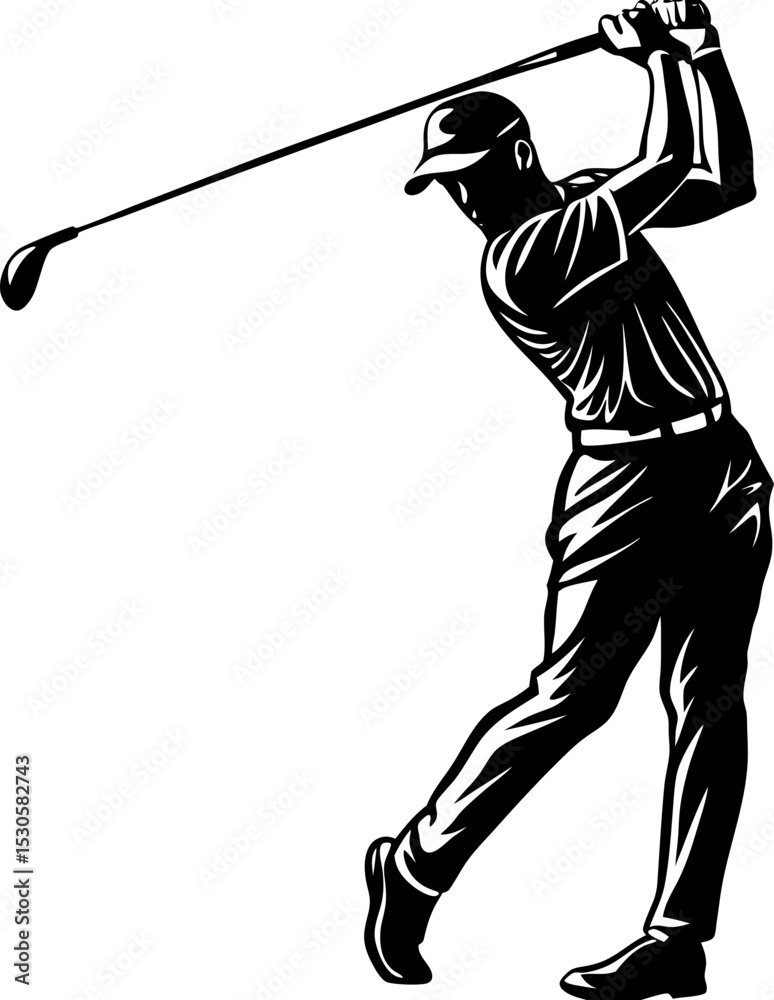 Obraz premium golf player silhouette, Golf player silhouette vector on white background