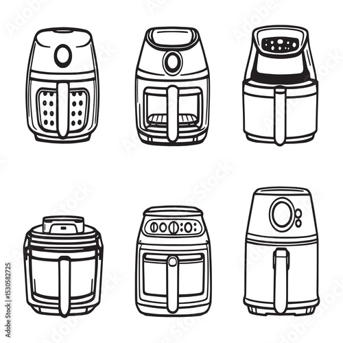Minimalist air fryer outline drawing for healthy cooking