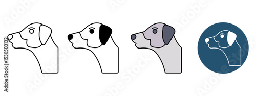 Foxhound Head Icon Set – Line, Glyph, Flat, and Background Styles