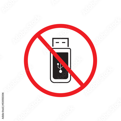 No USB flash drive sign vector icon design. modern flat and line design
