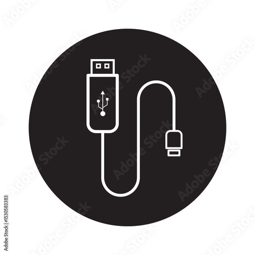 usb cable silhouette icon vector illustration
