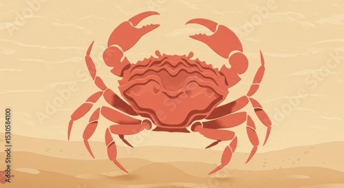 Stylized Crab Silhouette with Wide Claws and Rounded Shell