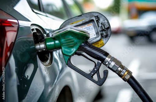 Close Up Of Car Fueling At Gas Station